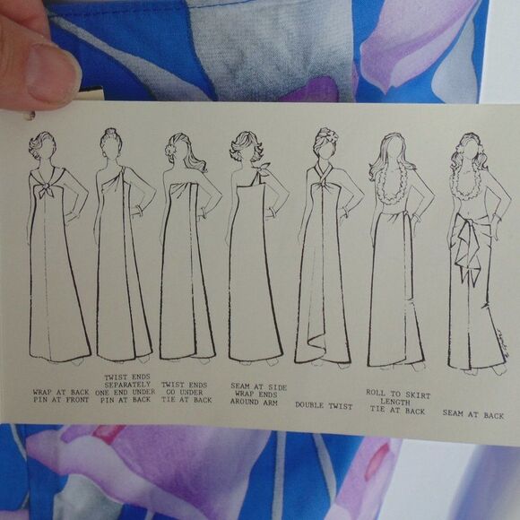 new Vintage HILO HATTIE True Wrap/Sarong/Pareo, OS, Blue Floral, Maxi Dress - Picture 13 of 16